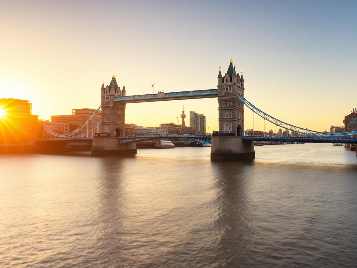 Panorama London dengan bangunan bersejarah di tepi Sungai Thames